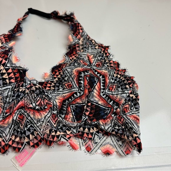 PINK Victoria's Secret Black and White Embellished Bustier Bralette halter - Picture 2 of 6